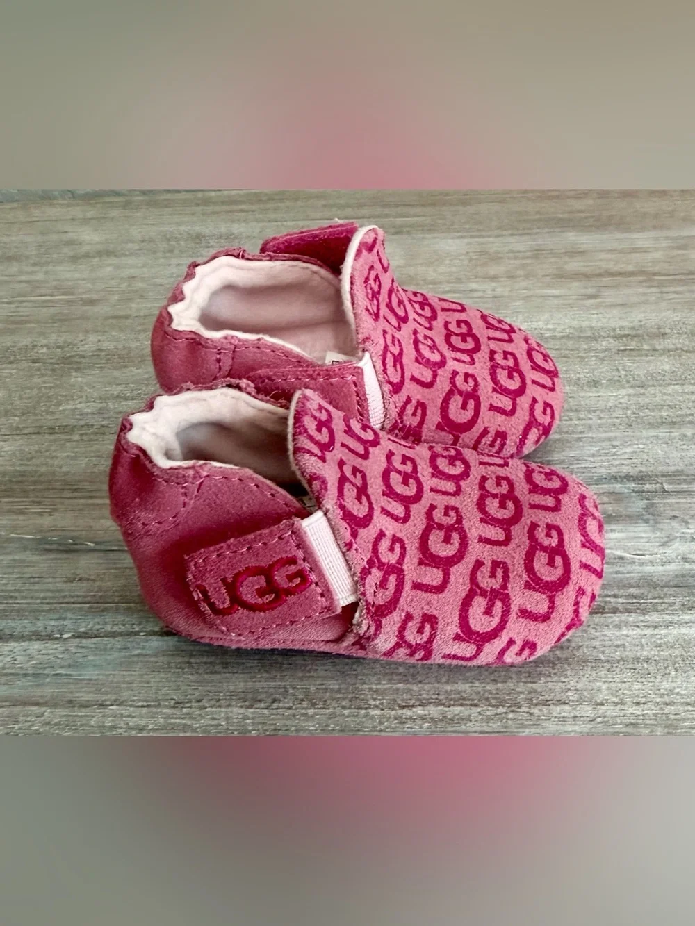 UGG Suede Light Dark Pink Logo Baby Slip-On Booties Designer Slippers 1